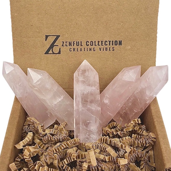 Rose Quartz Stone Healing Crystal Pyramid Tower Wand Point Obelisk Rock - Picture 3 of 10